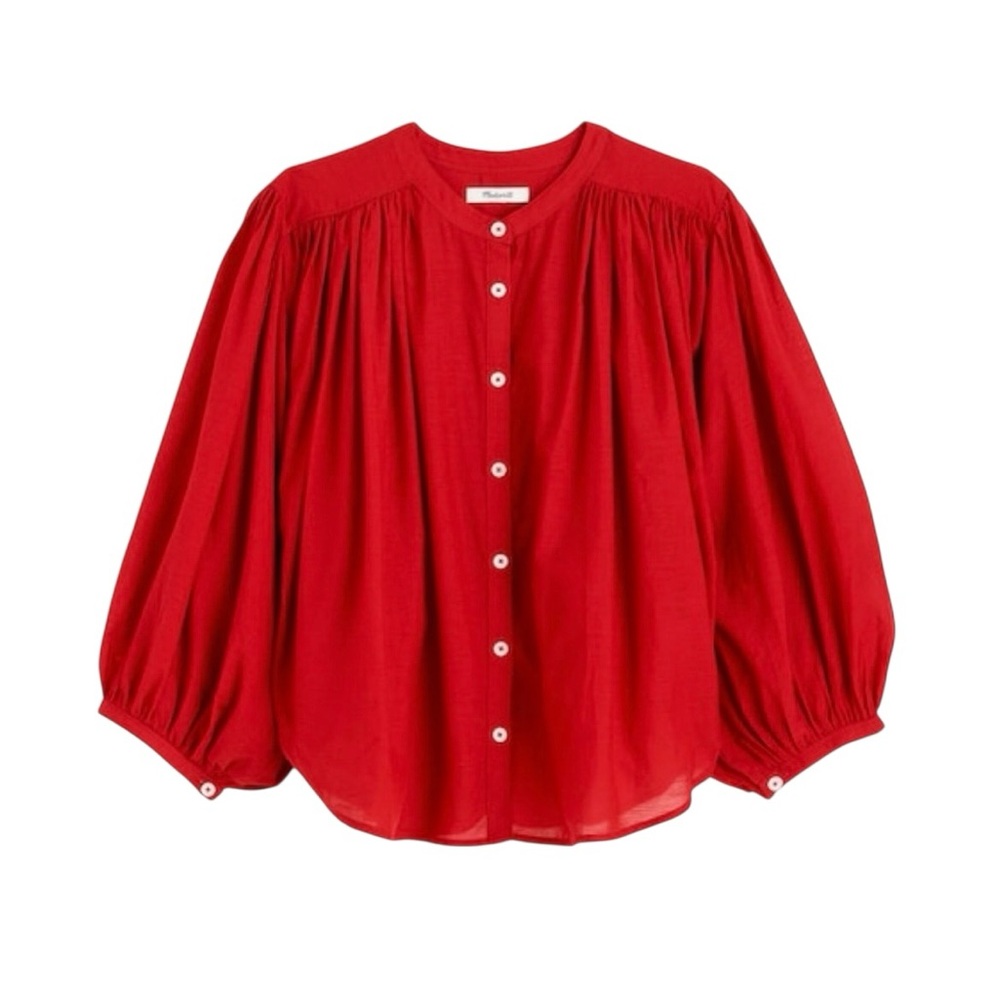 Madewell Cherry Red Balloon-Sleeve Blouse XS
